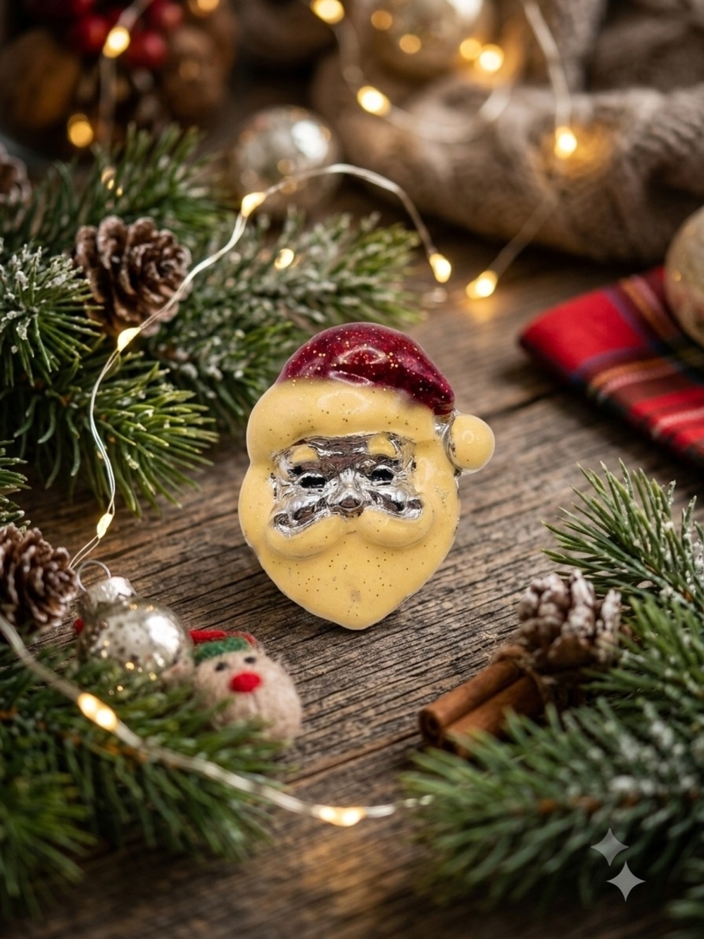 AAI Signed Christmas Santa Face Brooch.